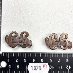WW1 Canadian C.E.F 66th Collar Badges Ref:1078