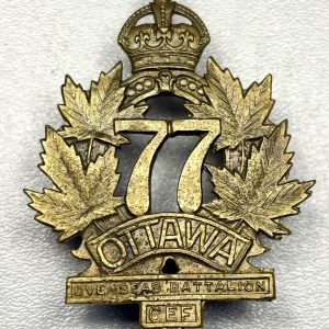 WW1 Canadian C.E.F 77th Ottawa Over Seas Bn Cap Badge Ref:1065